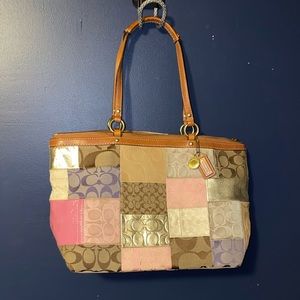 authentic coach patchwork multi handbag